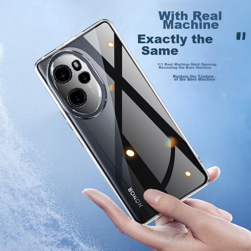 Air Cushion Drop ProtectionPhone Case for Honor 100 Pro, Silicone Lens Full Coverage Ultra-Thin Frosted - Transparent