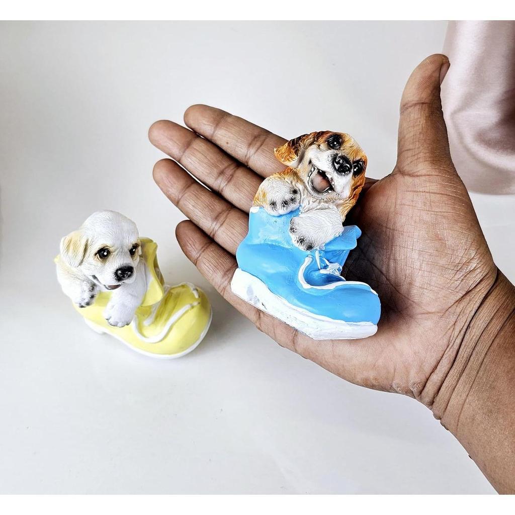 Set (2 Pieces) Dog Miniature Figurines | Decorative Showpiece | Gift for Him/Her, Mother's Day, Home, Bedroom, Living Room,