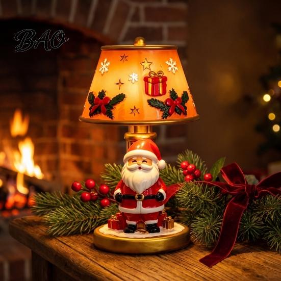 Creative Holiday Displays Christmas Lighted Table Lamp, Santa Claus Reindeer Office Desk Decorations Desktop Ornament for Living Room Bedroom