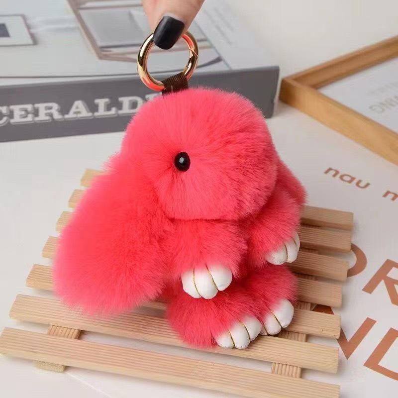 Plush Rabbit Fur Keychain: Cute Rabbit Ornament & Phone Charm