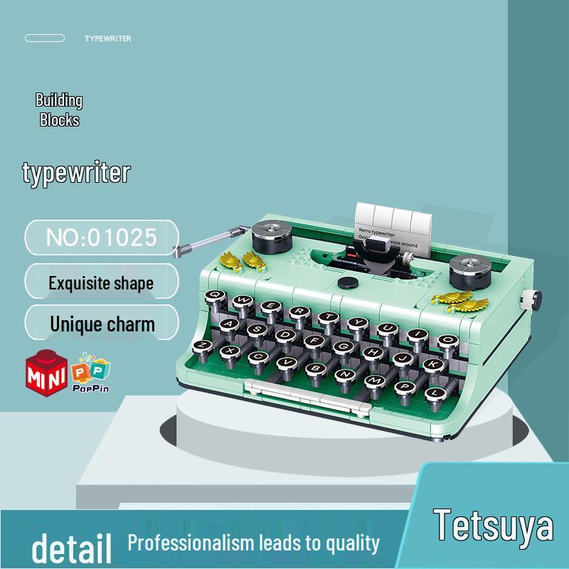 Zhegao MINI00940 Retro Typewriter Building Blocks Model - Creative Educational Assembly Toy