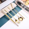Flatware Dinnerware Travel 5pcs Camping Cutlery Set Fork Spoon Chopsticks Straw With Portable Case Stainless Steel Tableware Set