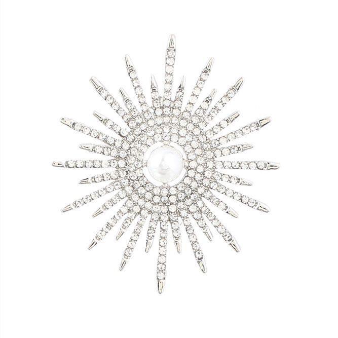 Spilla di Perle Corsage da Donna per Abito Spilla Girasole Pieno di Diamanti Fibbia per Sciarpa di Seta Spilla Fibbia Antiluce Spilla Fissa per Vestiti