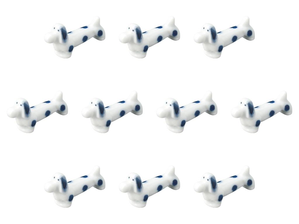 Set of 10 Small Dachshund Chopstick Rests in Blue Chopstick Rests by Setomonohonpo [4.8cm]