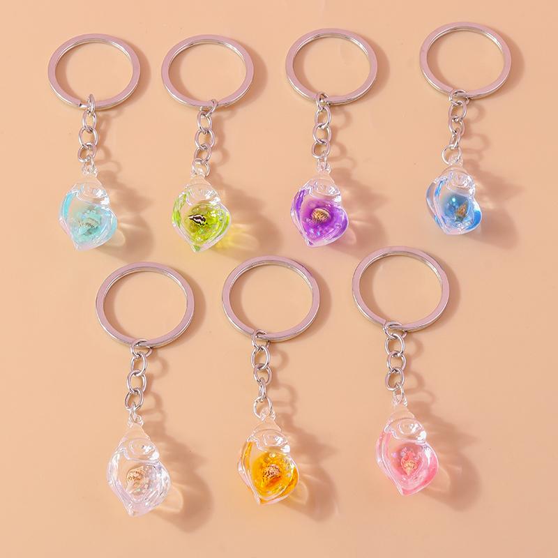 Cute Luminous Conch Keychain Marine Life Keyring Pendants for Car Key Holder Women Girls Handbag Accessories Jewelry Gifts