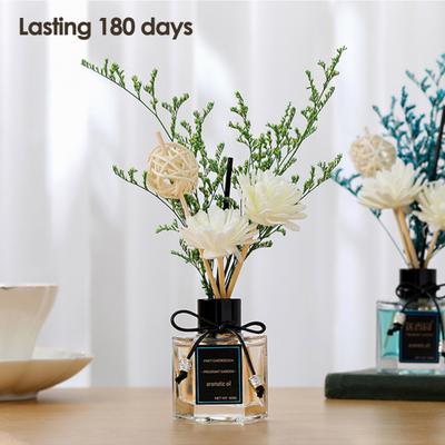 Diffusore in Vetro da 50ml Pianta Rattan Deodorante Decorativo Rimozione Odori Fiore Secco Aromaterapia Senza Fiamma Ornamento Fornitura per Bagno