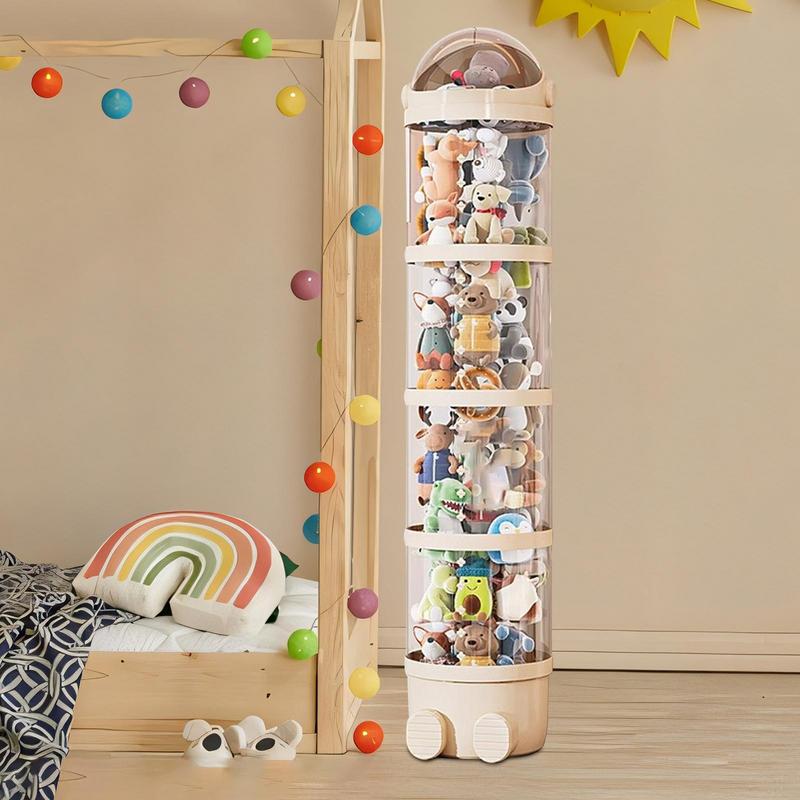 Stuffed Animal Storage Tube Kids Plush Doll Clear Storage Tubes Stackable Soft Toy Organizer Home Organization