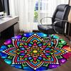1pc Mandala StainedGlass Office Round Area Rug, Indoor Mat Suitable ForOffice, Under Office Chairs Bedroom Living Room Home Decor, Room Deco q100