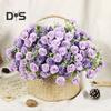 Artificial Carnation 20 Heads Realistic Fake Silk Flower Wedding Party Home Office Table Centerpiece Faux Floral Plants Branch Decoration