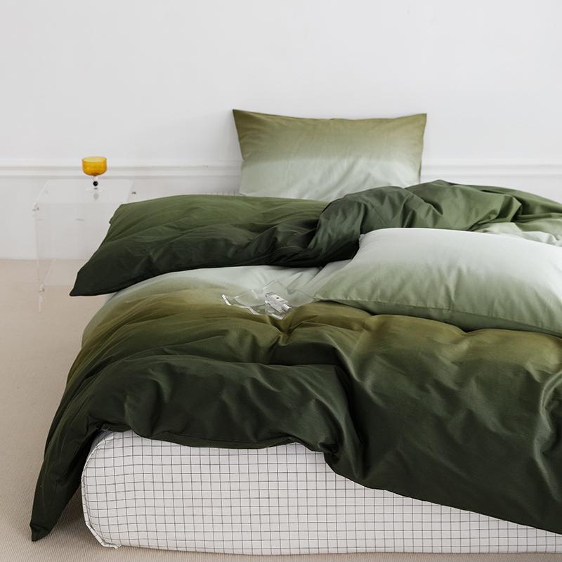 

100% Cotton Chic Gradient Bedding Set Single Twin Queen size 3Pcs Ultra Soft Breathable Hidden Zipper Duvet Cover Pillowcases Queen 200X230cm 3Pcs