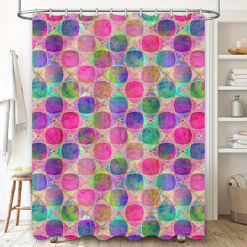 Brightly Colored Shower Curtain Waterproof Fabric Bath Decorative Printed Pattern 240X180cm Modern Home Decoration