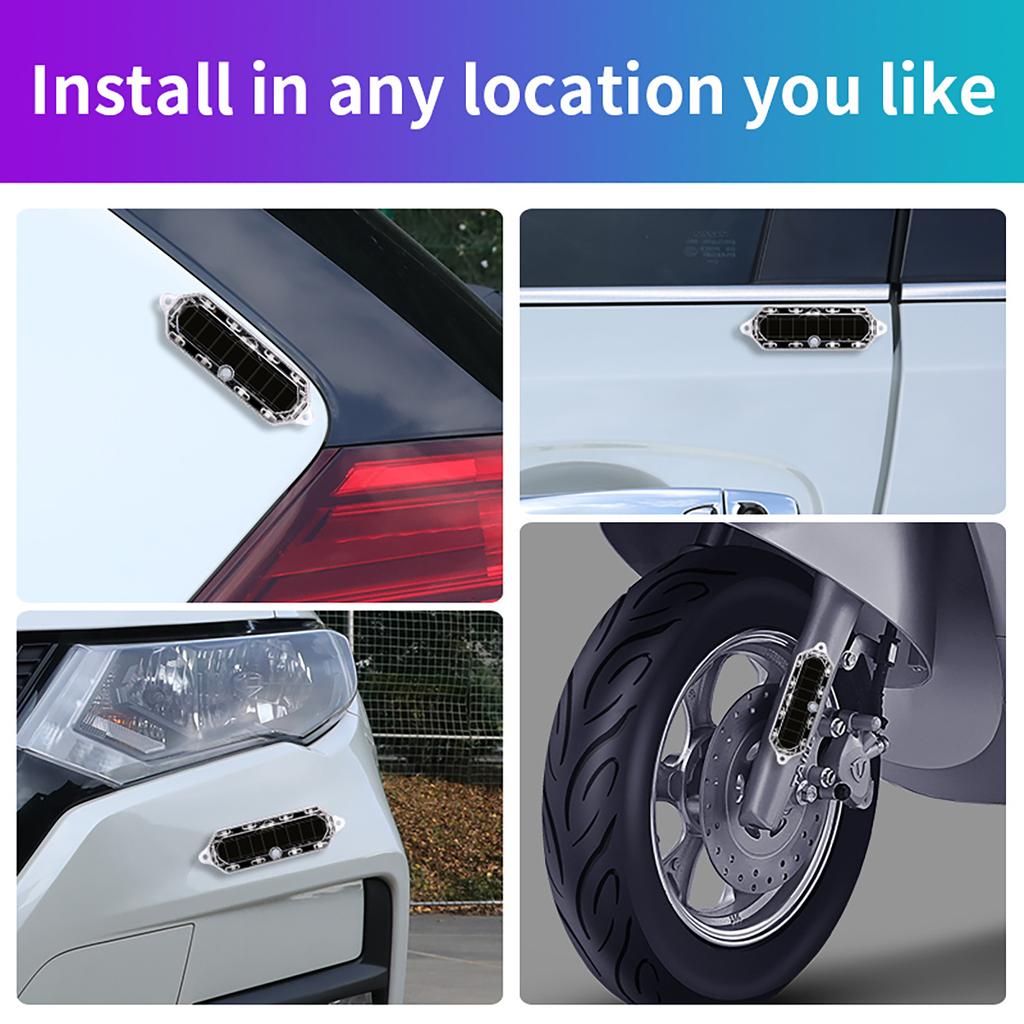 1/2x Solar Wireless LED Solar Strobe Light Waterproof for Motorcycle Car Bike Truck Anti-collision Warning Light Signal Lamp