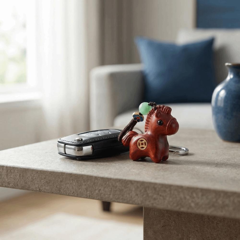 Traditionelle Handykette Handgefertigter Pferdeanhänger Beste Wünsche Autoschlüsselanhänger Jahr des Pferdes