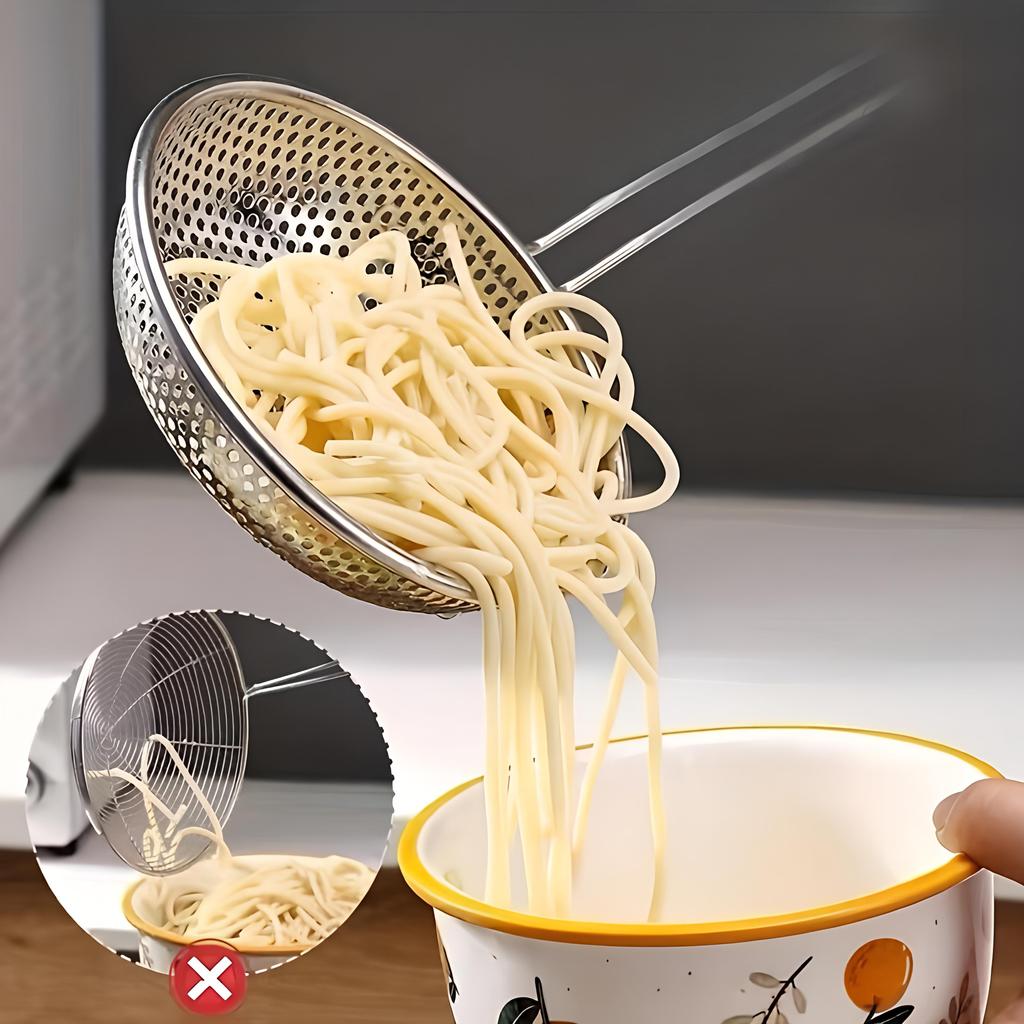 Deluxe Stainless Steel Fine Mesh Colander with Ergonomic Wooden Handle - Premium Skimmer Spoon for Efficient Cooking, Food Preparation