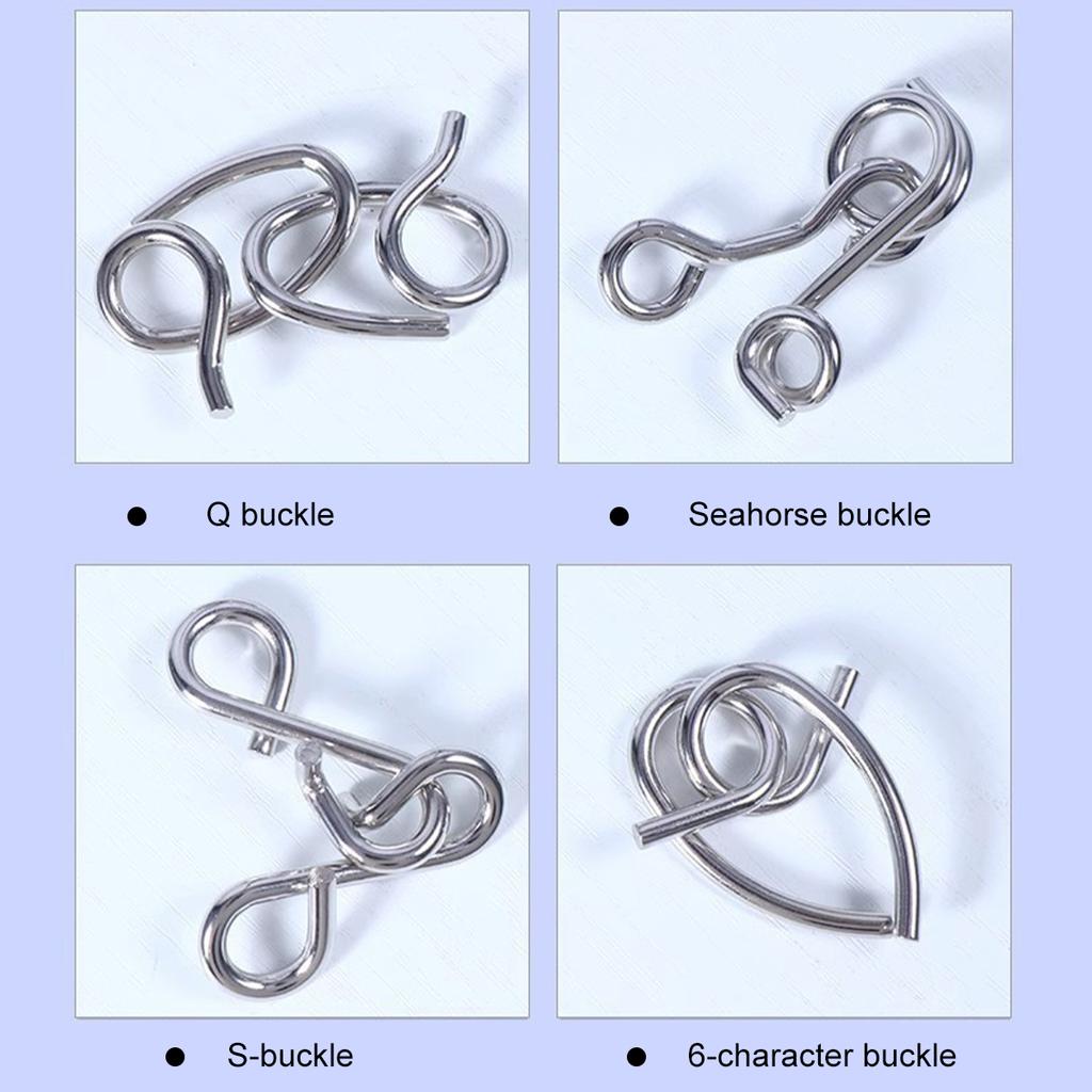 24Pcs/Set Metal Wire Puzzle Set IQ Mind Brain Teaser Reliever Parent-children Interactive Game Metal Link Unlock Interlock Toys