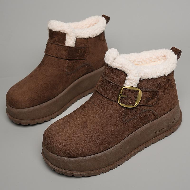 Fleece Platform Shoes Women's New Winter One-pedal Lazy Shoes Thickened Warm Snow Boots
