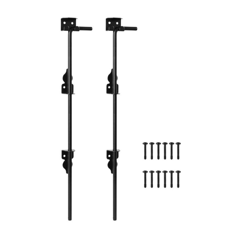 24in Gate Rod Bolt Set in Metal with Mount Plates and Ready Holes for Yard Fence Side Entry Hardware for Property Use