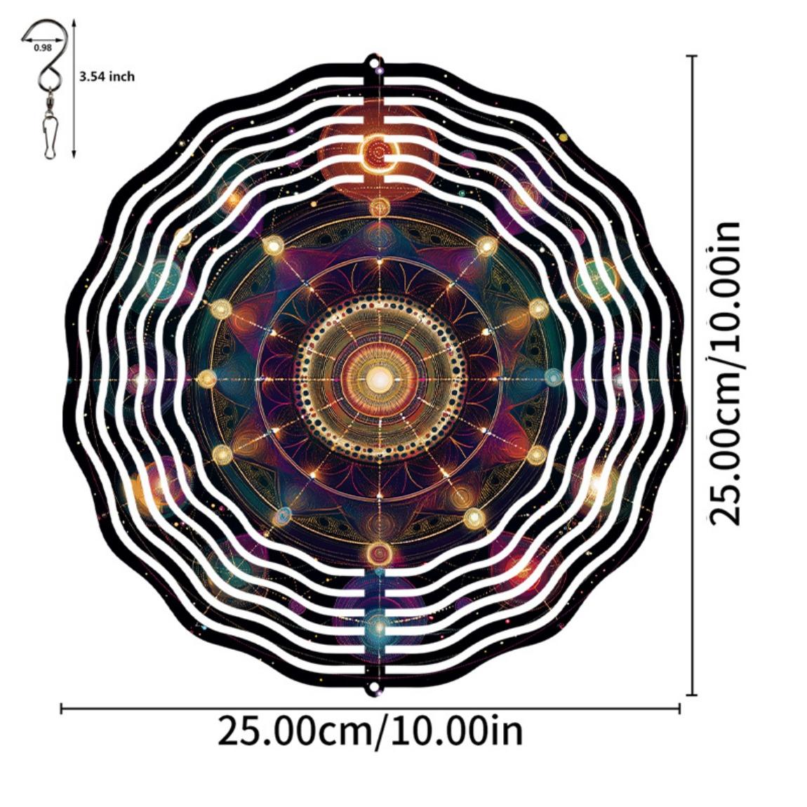 

3D Мандала Цветок Ветряной Спиннер - Подвесной Садовый Декор для Улицы, Металлический Ветряной Колокольчик с Вращением на 360° для Украшения Двора, Патио и Веранды 01A