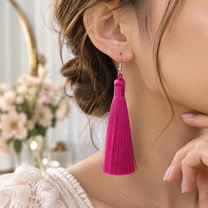 3 Pairs Women Boho Fashion Long Tassel Earrings
