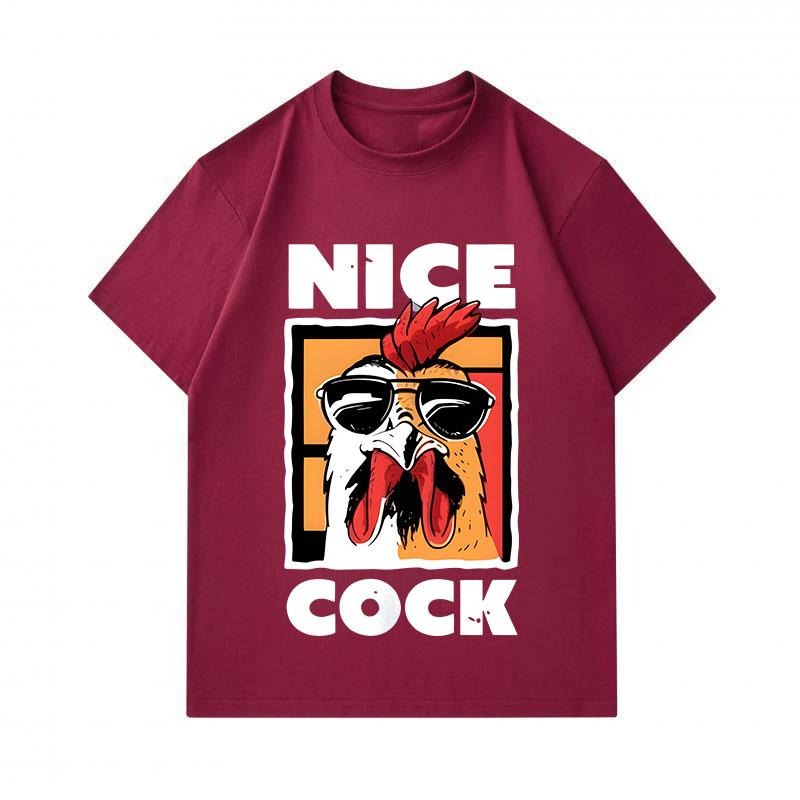 Men's 100% Cotton Casual Crew Neck Short Sleeve T-Shirt, Cool Sunglasses Rooster Nice Cock Graphic Printed Tee, Comfortable Lightweight Daily Wear Top