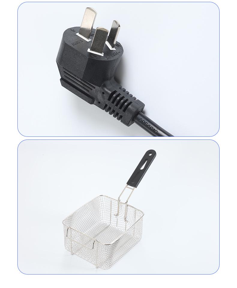 6L Single Cylinder Electric Deep Fryer with Thermostat and Timer for Commercial Use