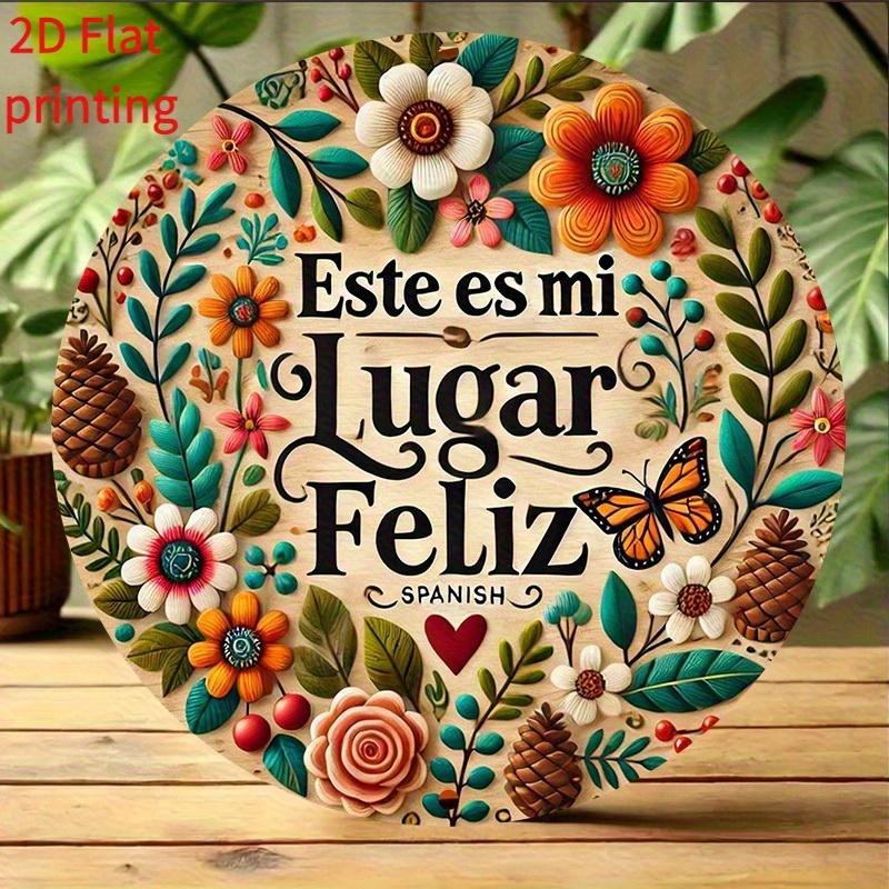 D Flat D Plane pc Room Decoration Retro Wooden Sign Ornament My Happy Place Spanish Quote Wall Art Hanging Home Resta