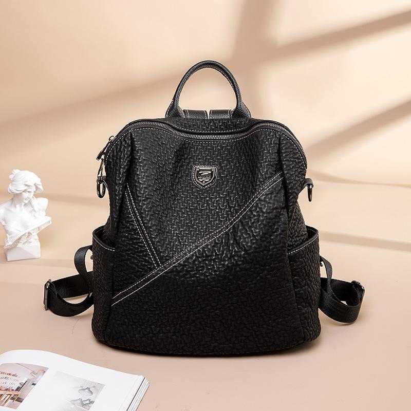 Fashionable Soft Leather Women s Backpack 2024 Spring/Summer New Style High-End Niche Trend Versatile Large Capacity Ladies Backpack