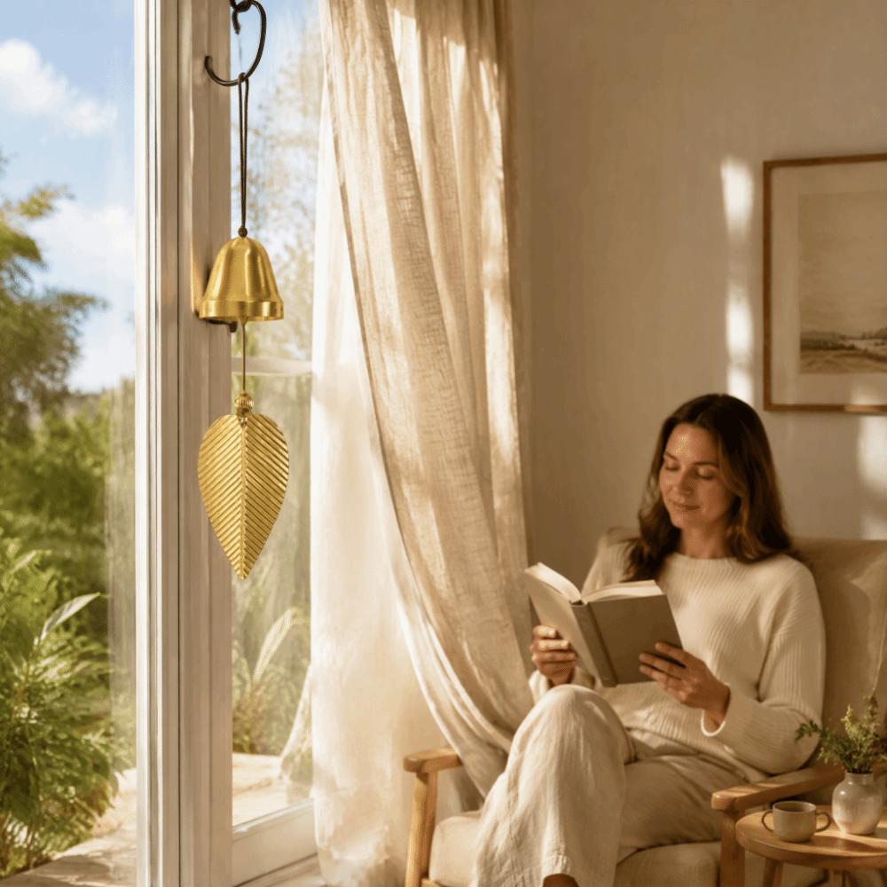Gold Hanging Bell Decor Brass Feng Shui Bell Brass Decorative Door Bell Window Decor