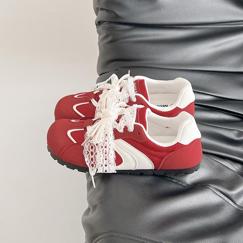 

2025 new lace niche retro ballet style moral training shoes women s breathable summer sports leisure thin white shoes 40