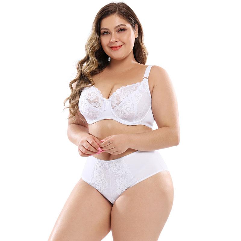 Buy Plus Floral Lace Underwire Lingerie Set Transparent Bra Suit