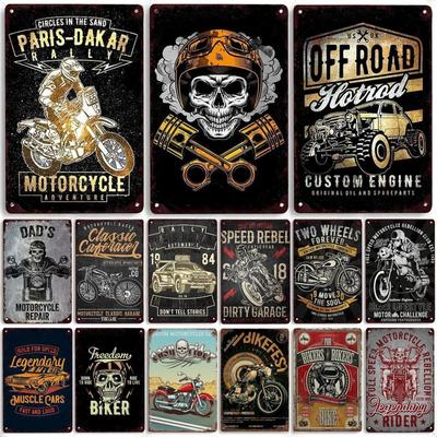 Placa de metal para pôster de motocicleta de velocidade vintage, placa de lata para garagem, clube, caverna do homem, bar, pub, artesanato, passeio, motociclista, decoração de parede