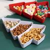 Creative Christmas Tree Shaped Tray Candy Snack Nuts and Dried Fruits Plastic Tray Bar Table Accessorie Dessert Plates Tableware
