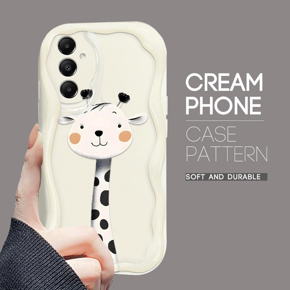 Søt tegneseriemønster krem tekstur deksel Bølget kant mykt silikondeksel Telefonveske for Samsung