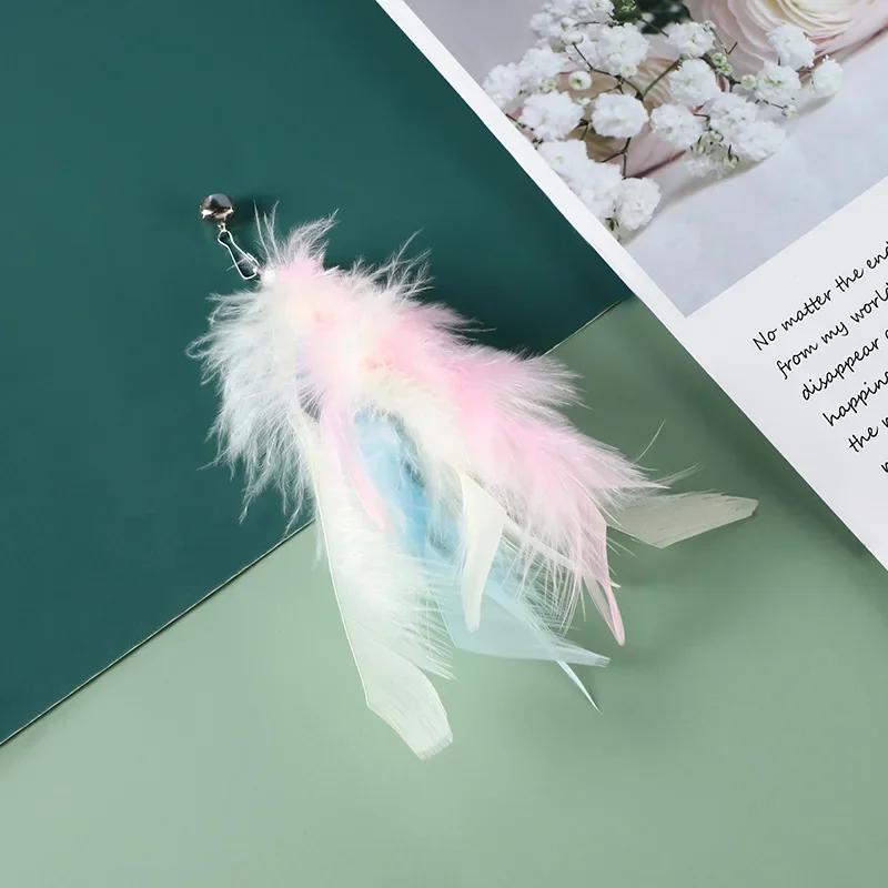 Cat Feather Toy Accessories False Birds Worm Toy with Bell Kitten Cat Toys Interactive Replacement Refill Foam Ball Training