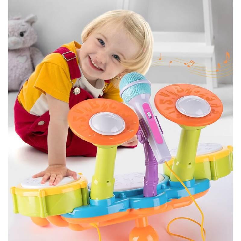 Children Electric Light Drum Set With Visual And Auditory Features For Early Education Play