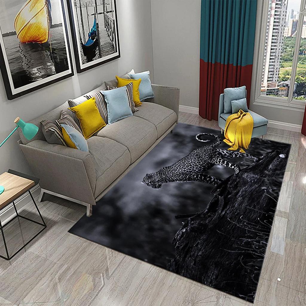 Ferocious Leopard Carpet Living Room Coffee Table Bedroom Area Floor Mats Room Bedside Rugs Kitchen Bathroom Non-slip Door Mats