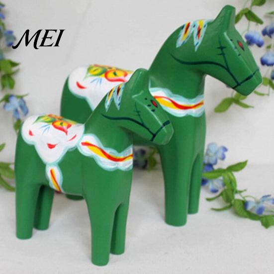 Cavallo in Legno Dipinto Ecologico Dala Trojan Figurine, Statua Ornamento Scandinavo Vintage Solido, Decorazione Rustica da Tavolo per Casa Fattoria