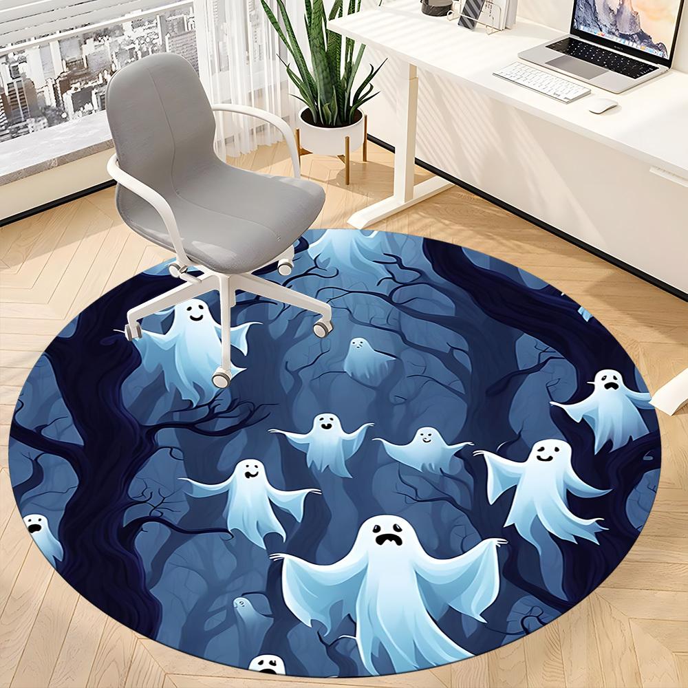 1PC Ghost Forest Office Round Area Rug, Mat Suitable For Office, Under Office Chairs Bedroom Living Room Home Decor, Room Deco