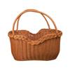 Handwoven Imitation Rattan Picnic Vegetable Shopping Harvest Basket Handle Rustic Style Portable Basket for Home Garden Decor