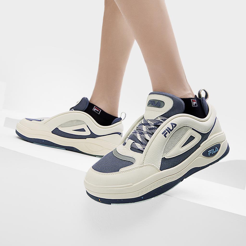 Fila Mix 2 Fabric Synthetic Leather Comfortable Versatile Quick-Drying Durable Low-Top Skate Shoes Men Sneaker White Blue F12M432202FGF