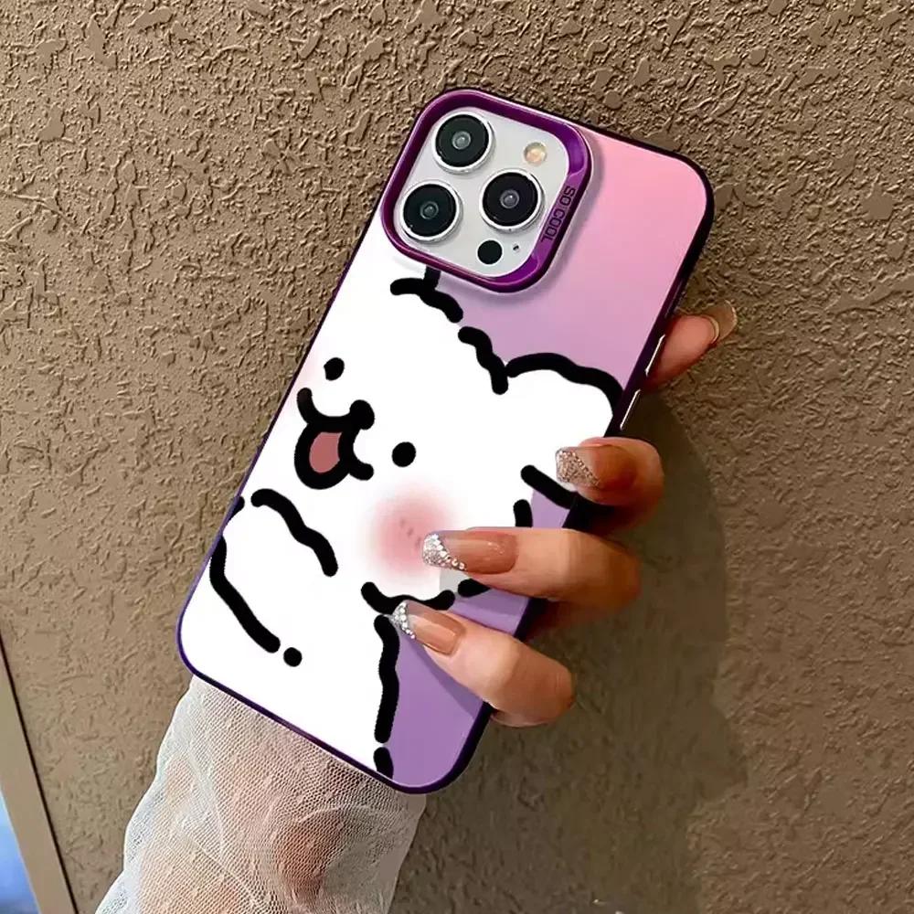 Cute Anime Dog Lovers Couple Phone Case for IPhone 11 12 13 14 15 16 Pro Max X XS MAX XR SE 7 8Plus Shockproof Bumper Hard Cover