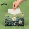 Compact Tissue Box for Bedroom PU Leather Cover with Wild Rose/Sunflower Pattern, Foldable Desktop Organizer, Napkin Holder Durable Bathroom