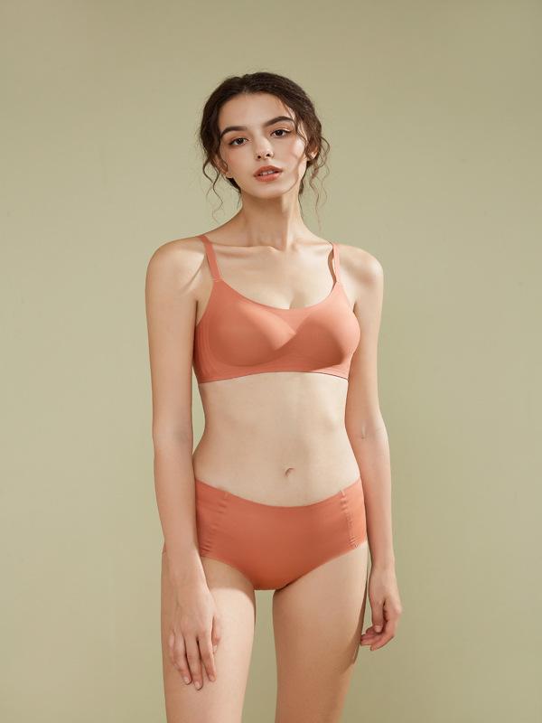 Women's Nude Seamless Wirefree Push-Up Bra Set with Jelly Strips, Adjustable for a Small Chest