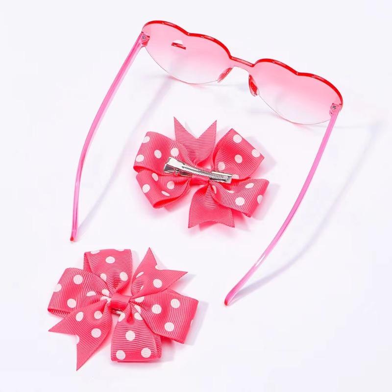 1Set Headwear Glasses Solid Soft Bowknot Head Bands Lace Barrette Retro headbands Sunglasses Band Sets
