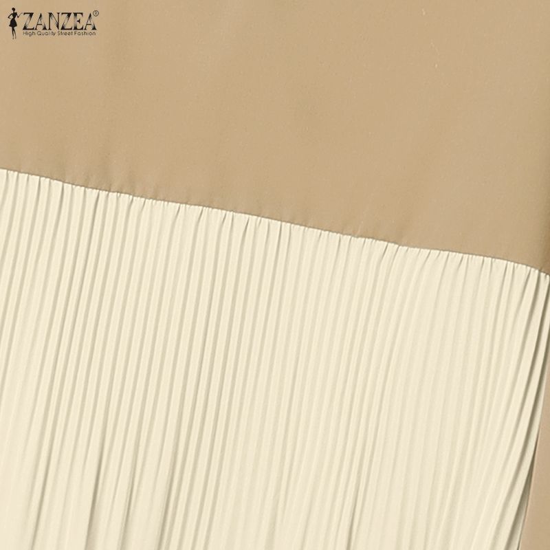 ZANZEA Damen Langarm Patchwork Bluse und Hose Lässige Zweiteilige Anzugsets