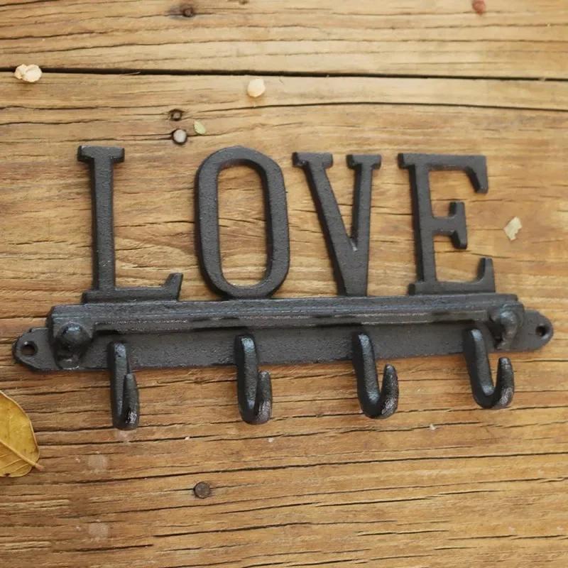 Letter Shape Hooks Metal Cast Iron Classical Retro Garden Courtyard Wall Decorate Clothes Hat Wall Mounted Rusty Colored Hook