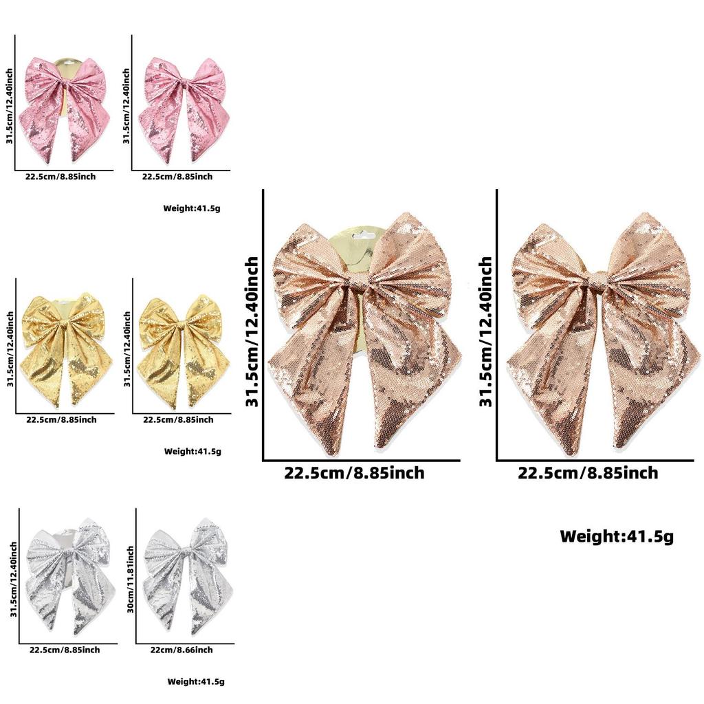 Sparkling Holiday Bow Sequin Pearl Cotton Bow Christmas Tree Decoration Set