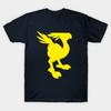 Men Black Print T-shirt Minimalist Chocobo, Final Fantasy 7 No-Cut Transfer Paper Print Cotton Tshirt