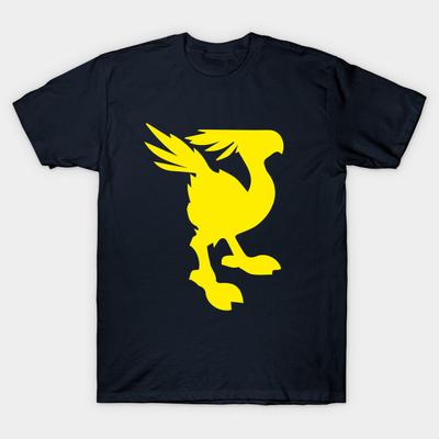 Men Black Print T-shirt Minimalist Chocobo, Final Fantasy 7 No-Cut Transfer Paper Print Cotton Tshirt