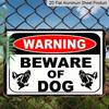 2D Flat, Vintage Beware of Dog Warning Sign - Heavy-Duty Aluminium Security Plaque with Red Danger Text - 8x12 Inch Indoor/Outdoor Decoration for